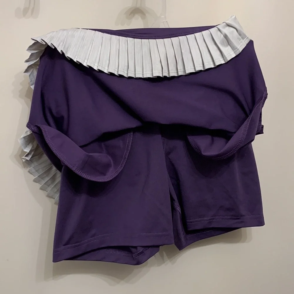 Pebble Beach 2 Pc Golf Top and Skort Abstract Floral Print Purple Gray S - Picture 8 of 11